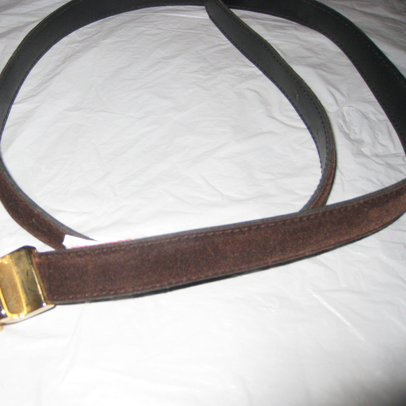 NEW CHOCOLATE SUEDE BROWN Womens SKINNY BELT 3/4"w, Firm & Bundle for discount - Picture 3 of 4
